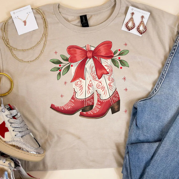 Online Exclusive | Holly Jolly Kicks Red Christmas Boots Graphic Tee in Multiple Color Options