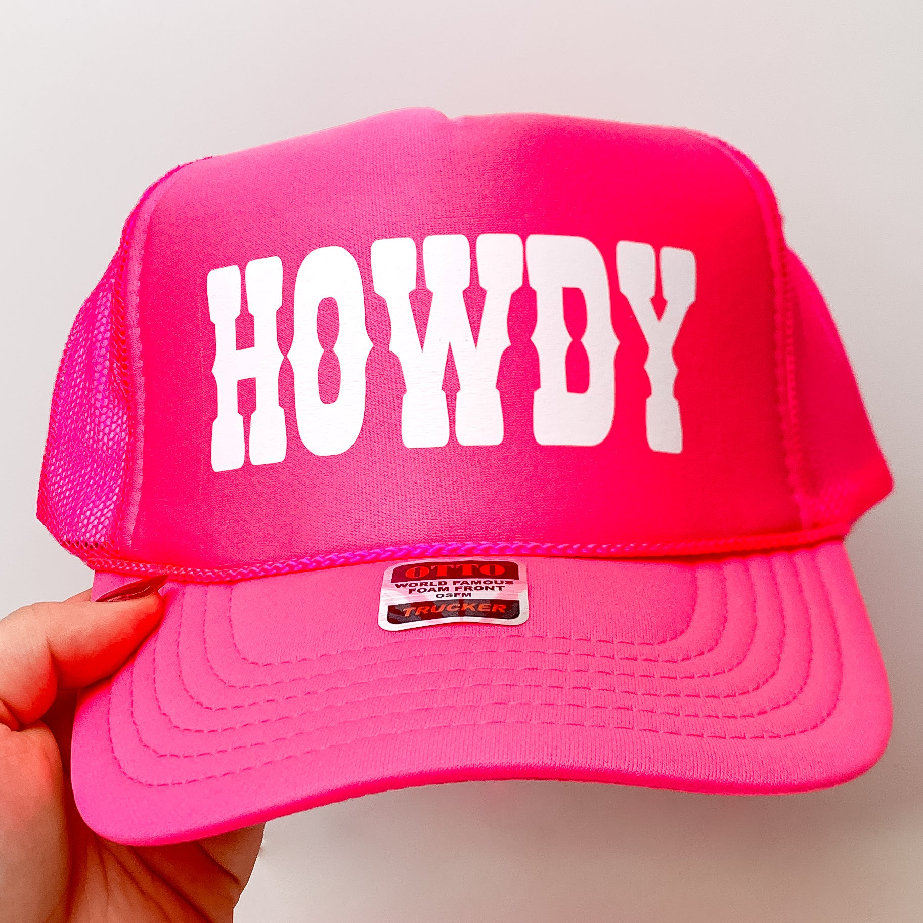 Howdy Foam Trucker Hat in Pink and White - Giddy Up Glamour Boutique