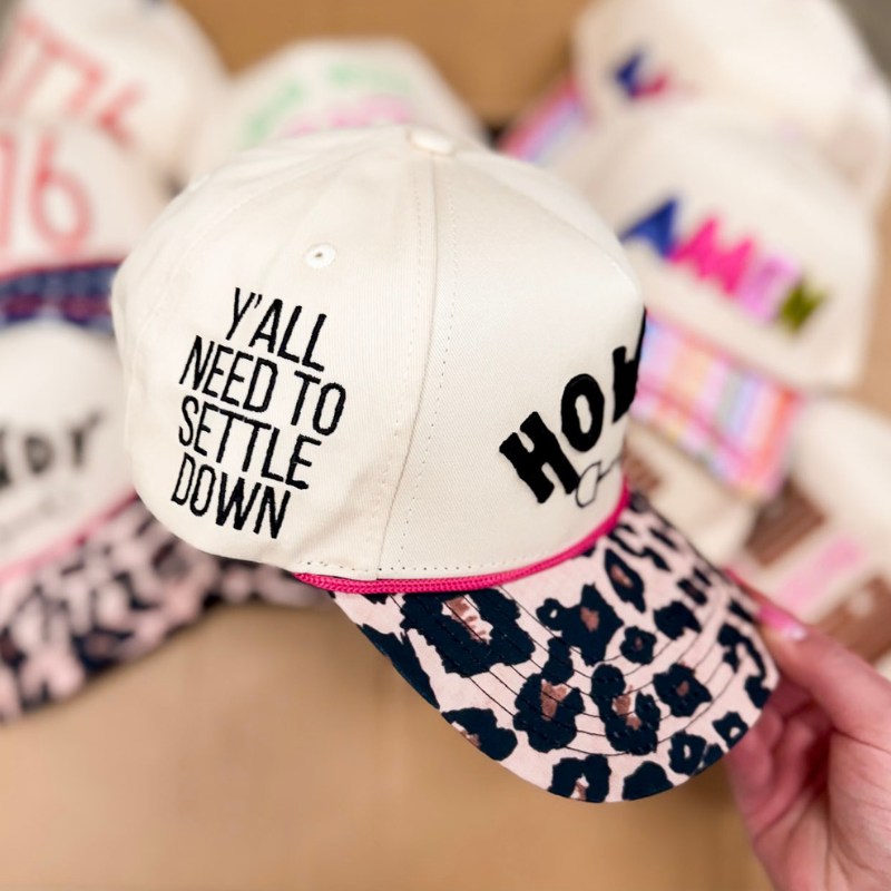 Howdy Foam Trucker Hat with Leopard Bill in Tan