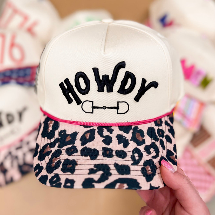 Howdy Foam Trucker Hat with Leopard Bill in Tan