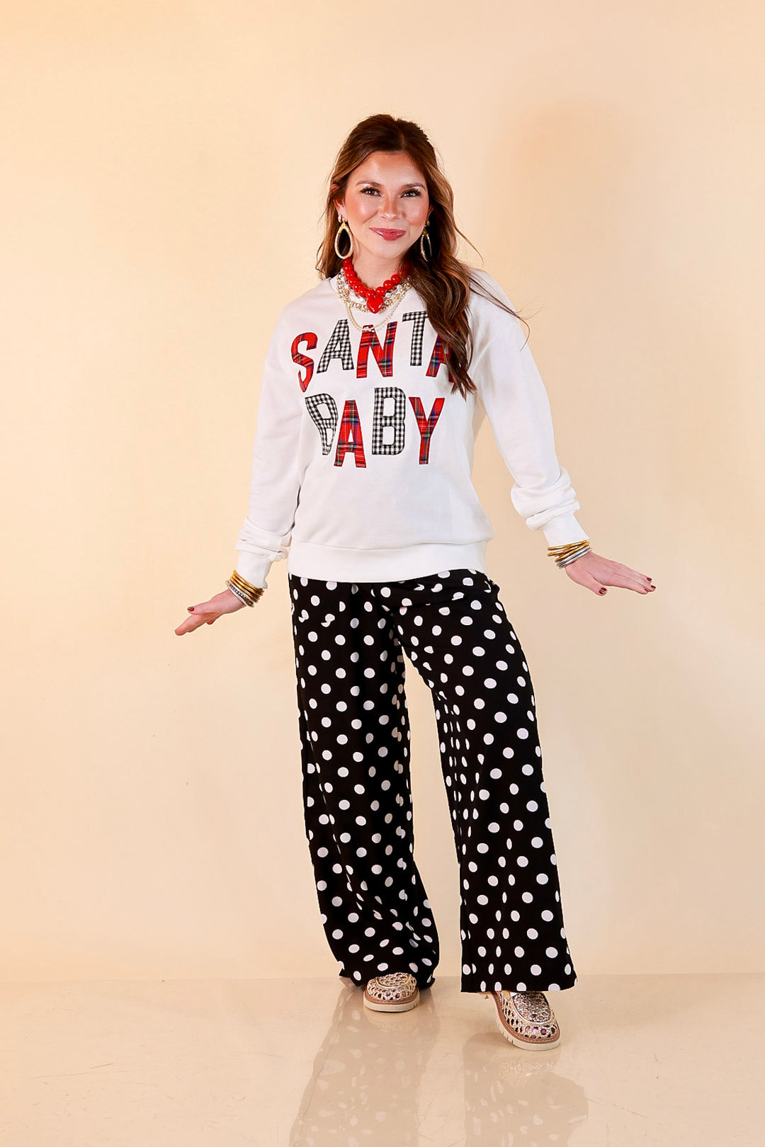 Hurry Down the Chimney Santa Baby Sweatshirt in White