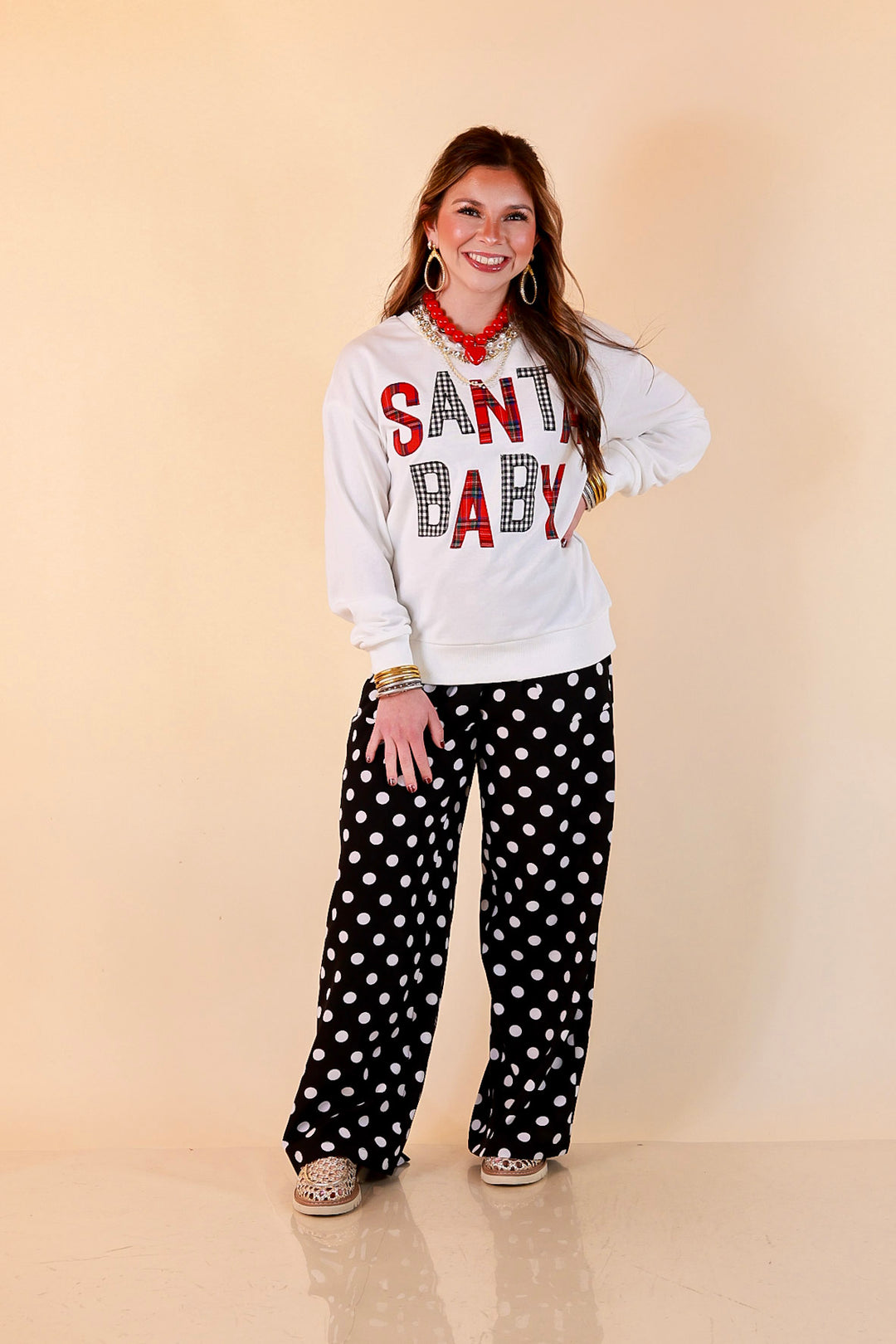 Hurry Down the Chimney Santa Baby Sweatshirt in White
