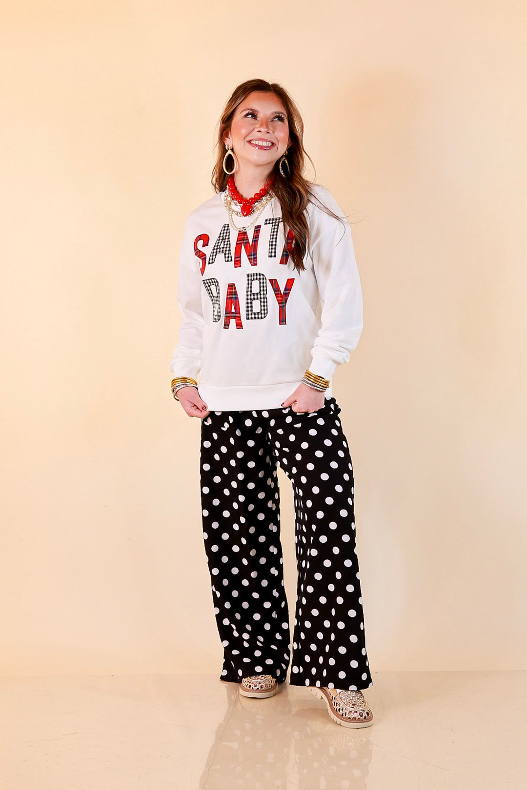 Hurry Down the Chimney Santa Baby Sweatshirt in White
