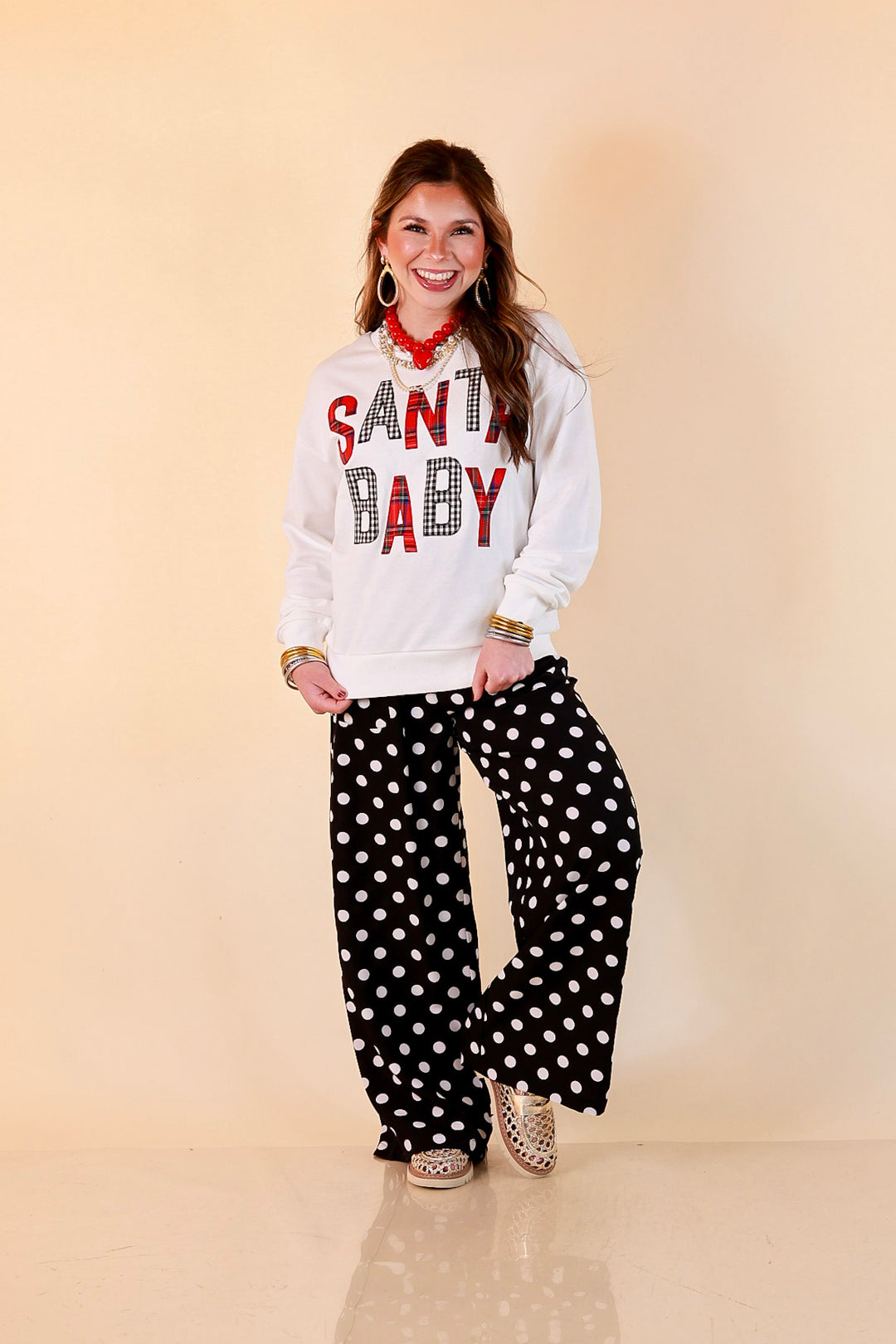Hurry Down the Chimney Santa Baby Sweatshirt in White