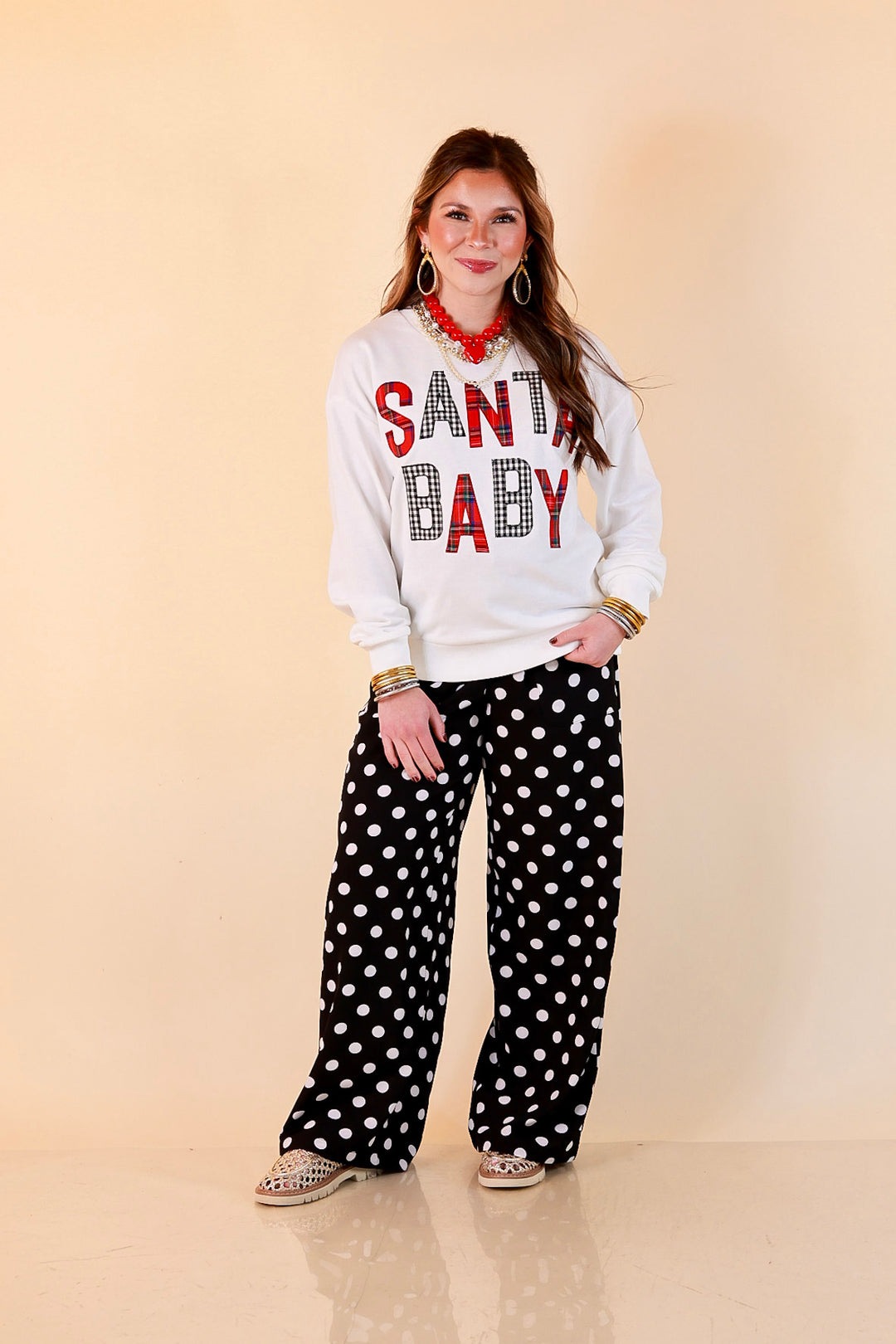Hurry Down the Chimney Santa Baby Sweatshirt in White
