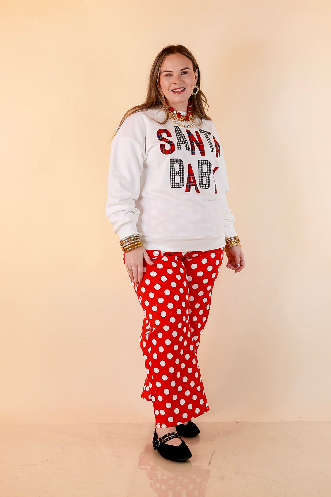 Hurry Down the Chimney Santa Baby Sweatshirt in White