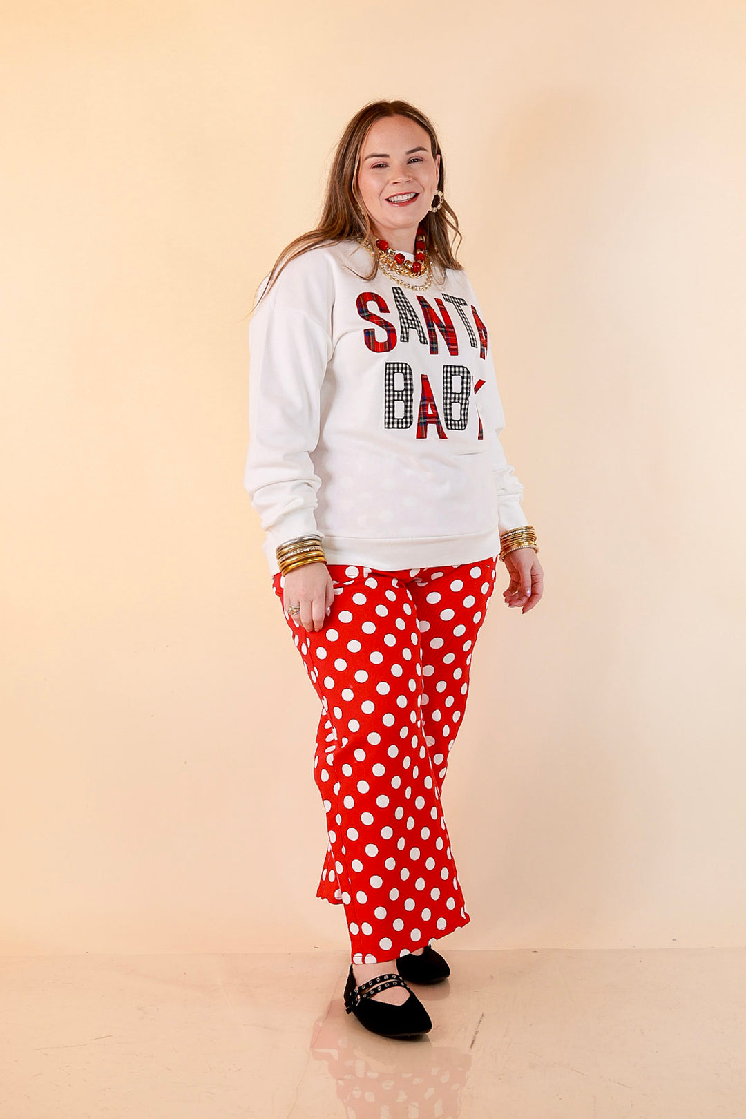 Hurry Down the Chimney Santa Baby Sweatshirt in White