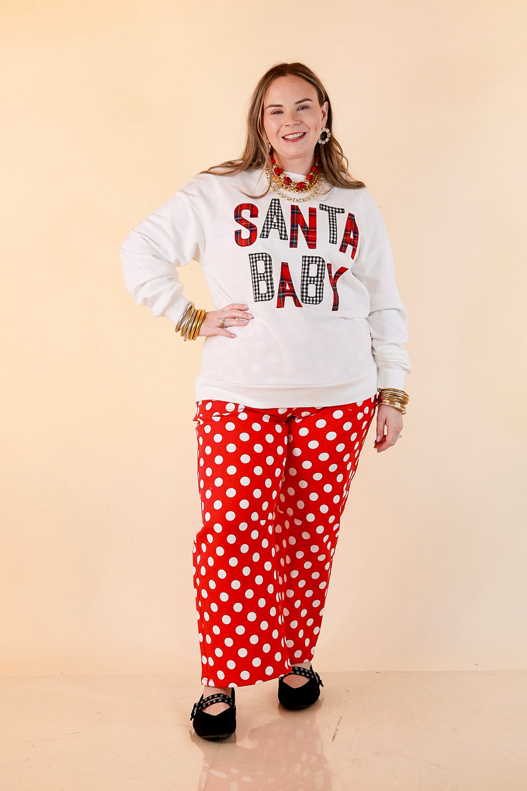 Hurry Down the Chimney Santa Baby Sweatshirt in White