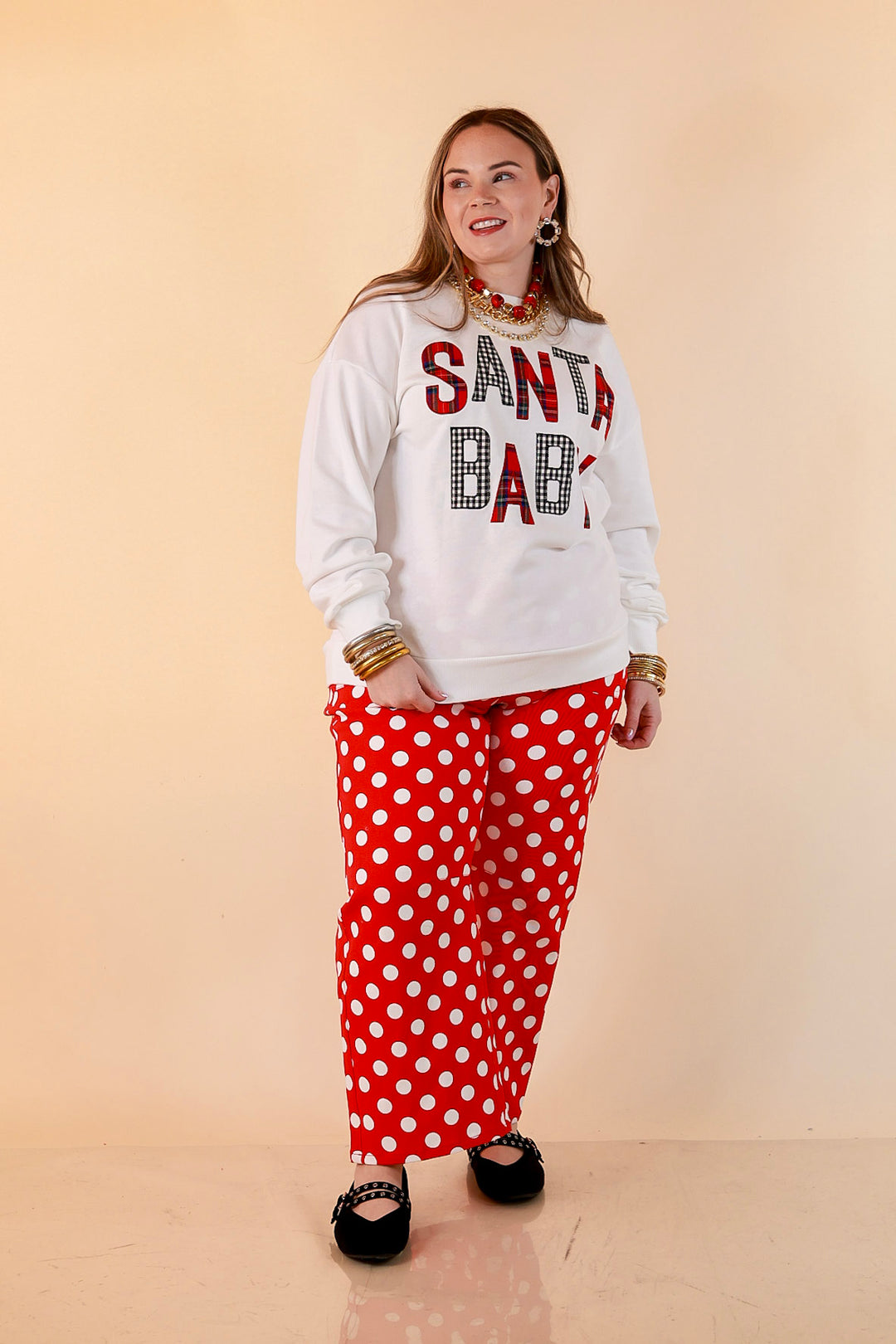 Hurry Down the Chimney Santa Baby Sweatshirt in White