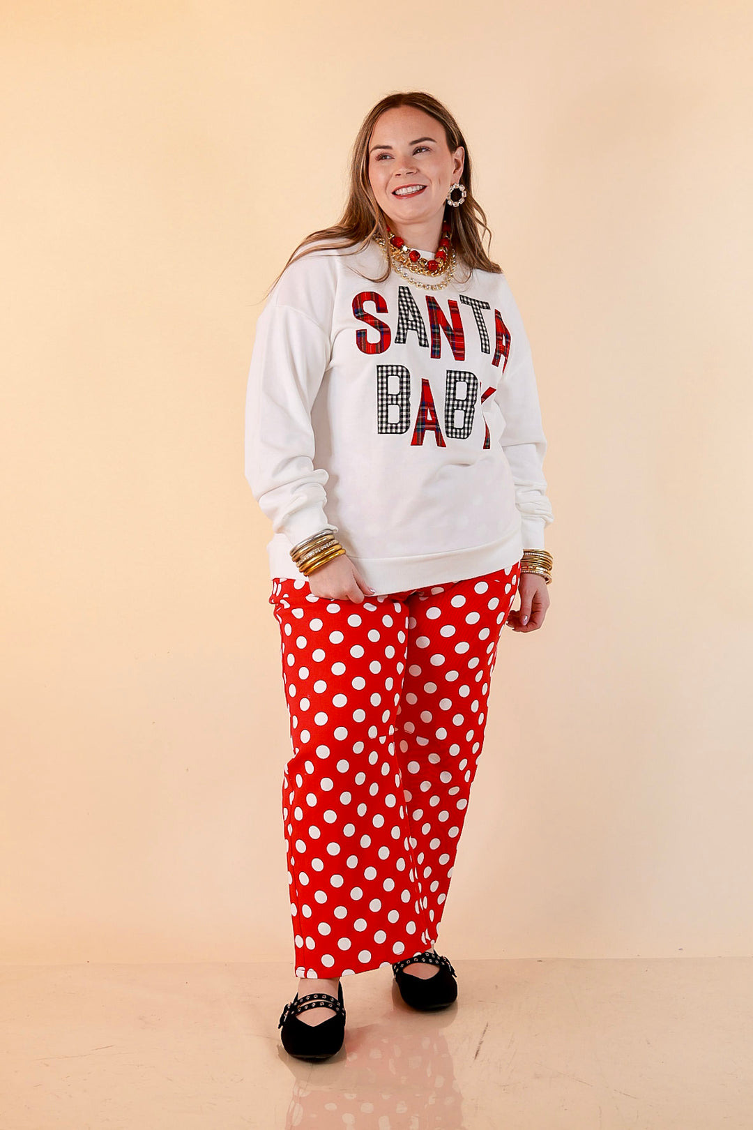 Hurry Down the Chimney Santa Baby Sweatshirt in White