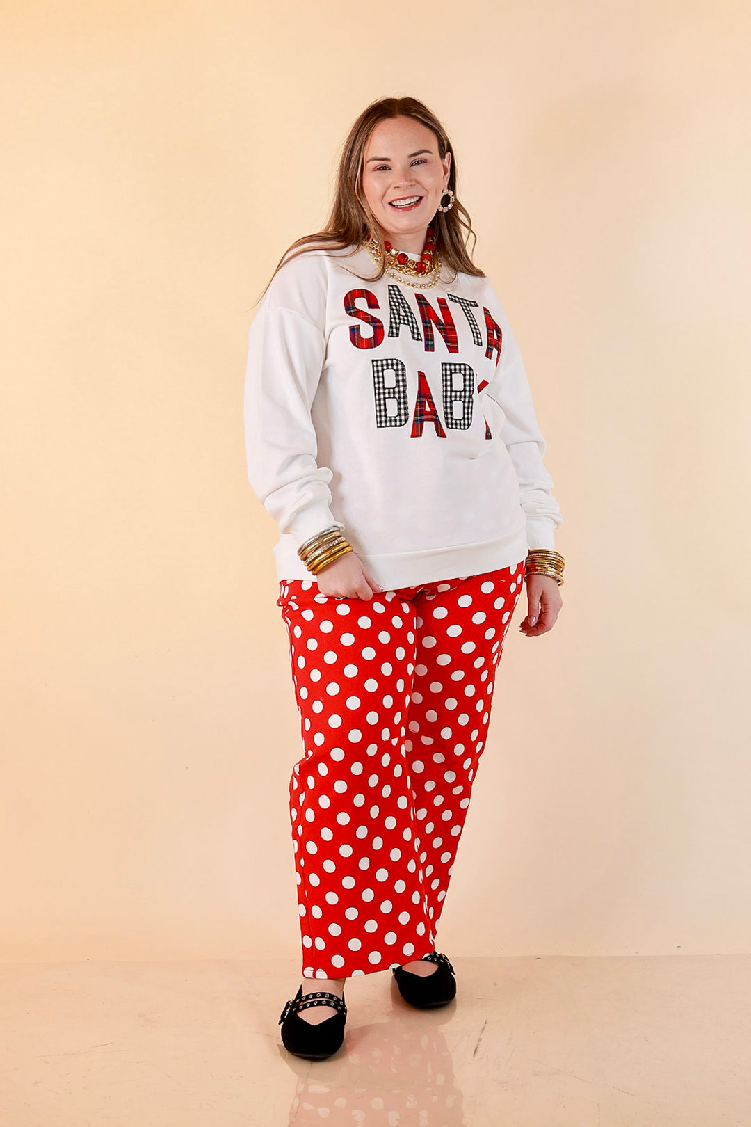 Hurry Down the Chimney Santa Baby Sweatshirt in White