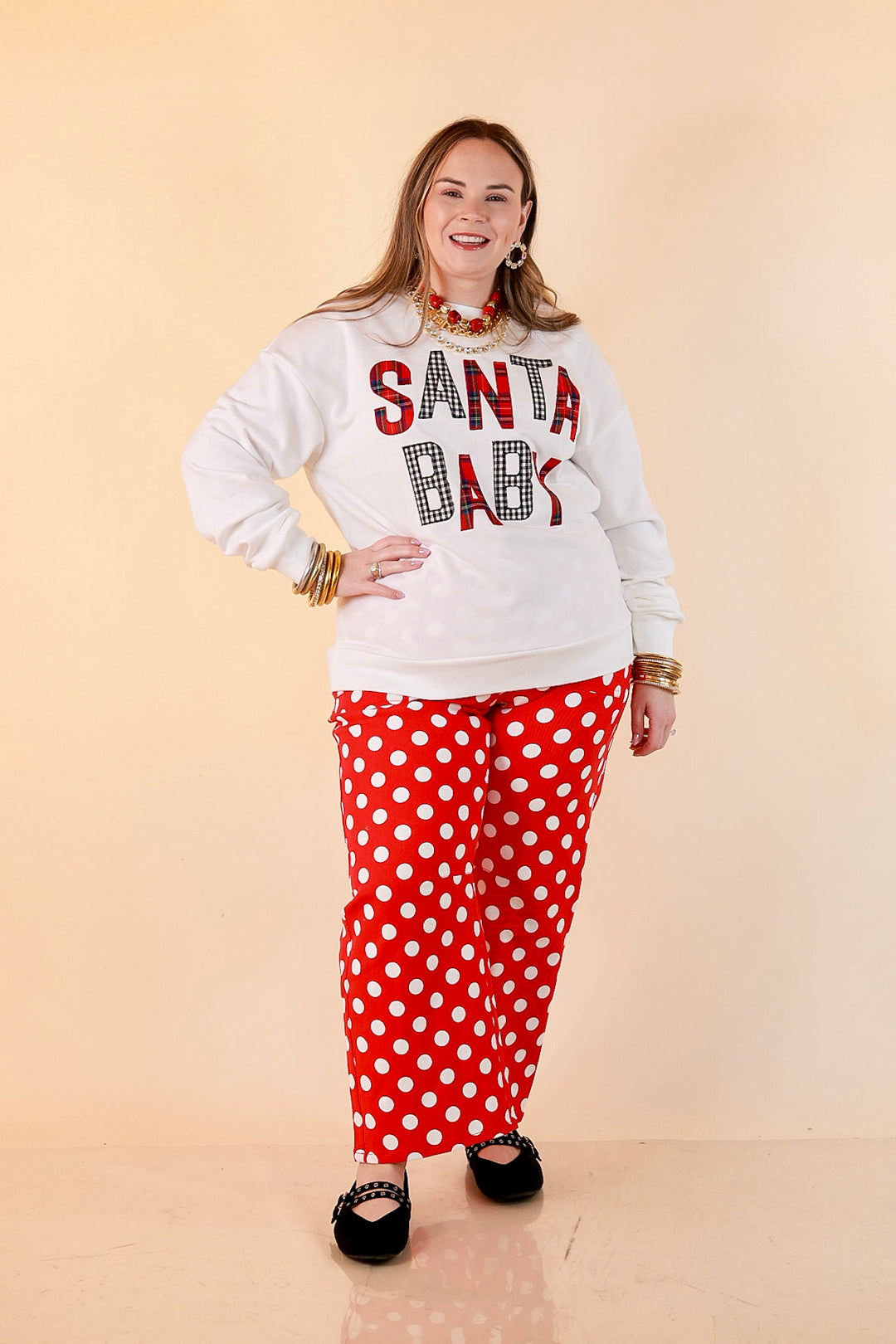 Hurry Down the Chimney Santa Baby Sweatshirt in White