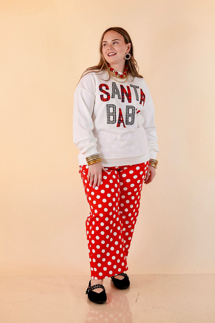 Hurry Down the Chimney Santa Baby Sweatshirt in White