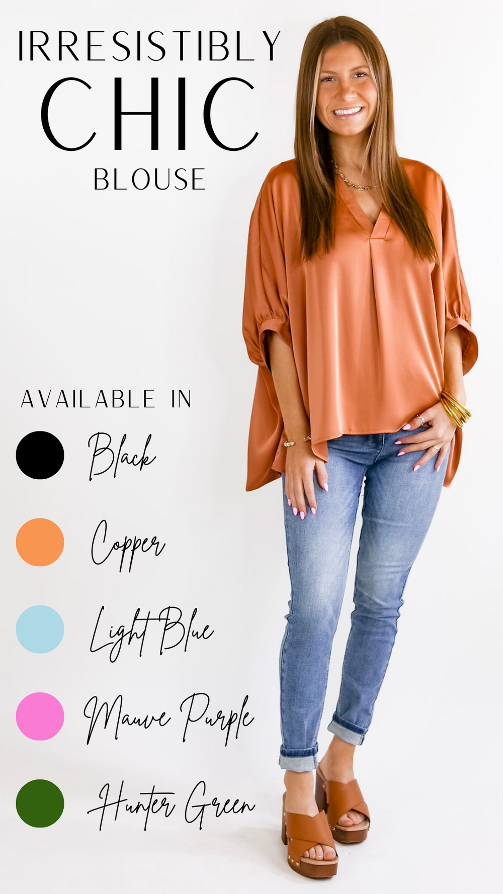 Irresistibly Chic Half Sleeve Oversized Blouse in Copper - Giddy Up Glamour Boutique