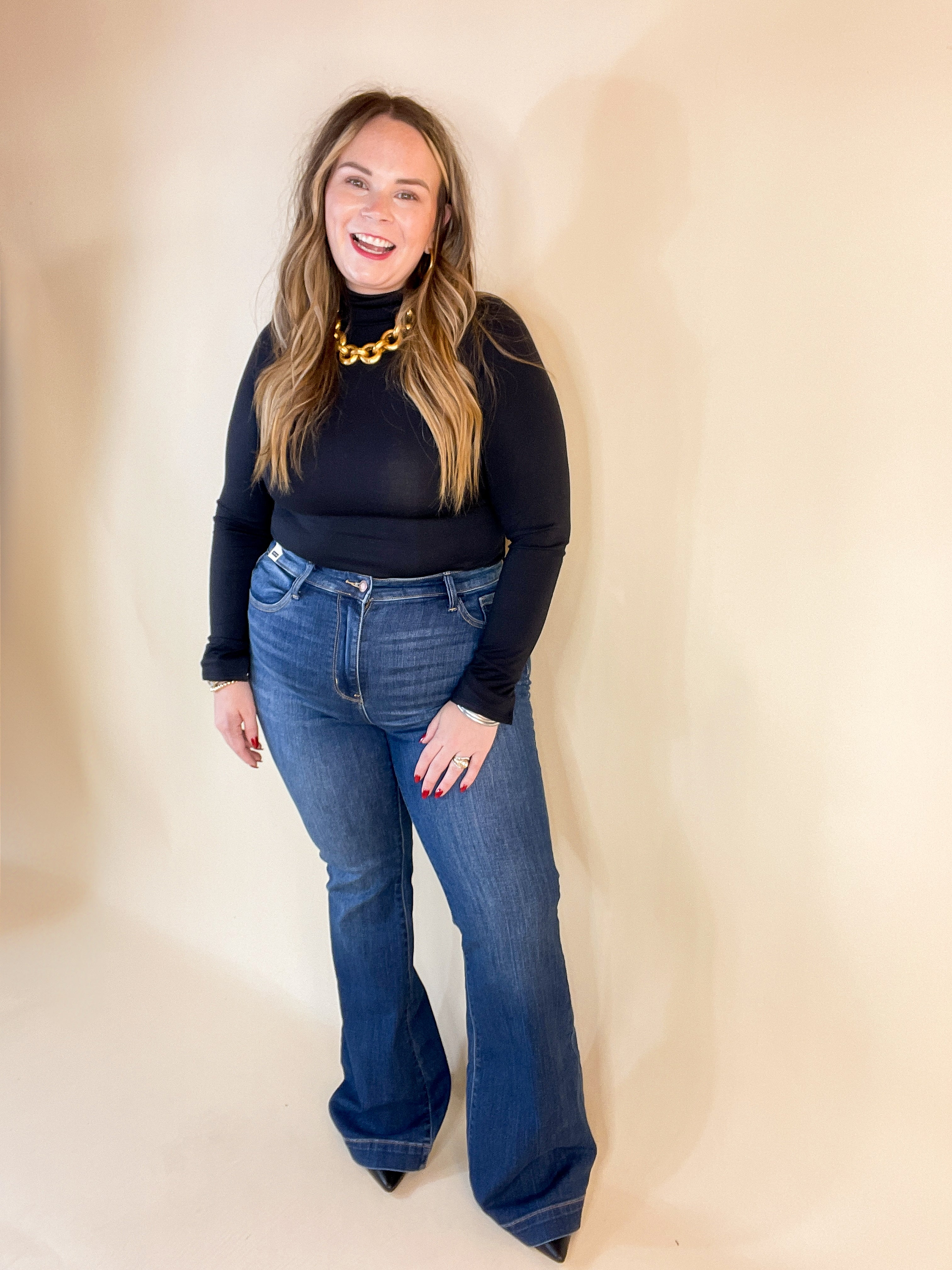 Judy Blue | On the Move High Waisted Wide Hem Flare Jean in Medium Wash