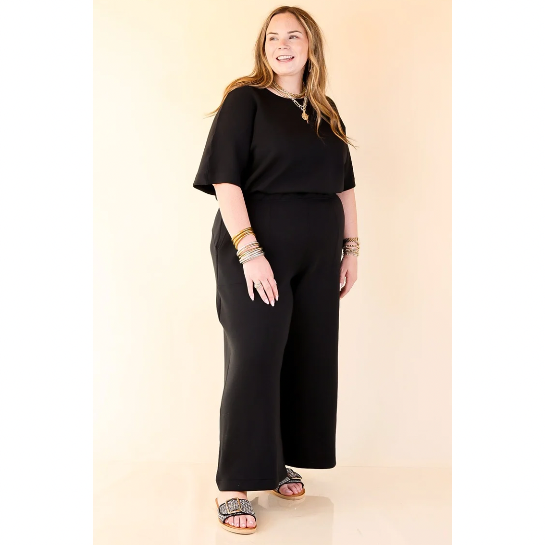 SPANX | AirEssentials Cropped Wide-Leg Jumpsuit in Black