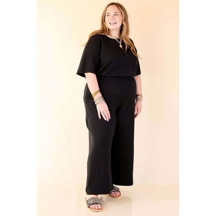 SPANX | AirEssentials Cropped Wide-Leg Jumpsuit in Black