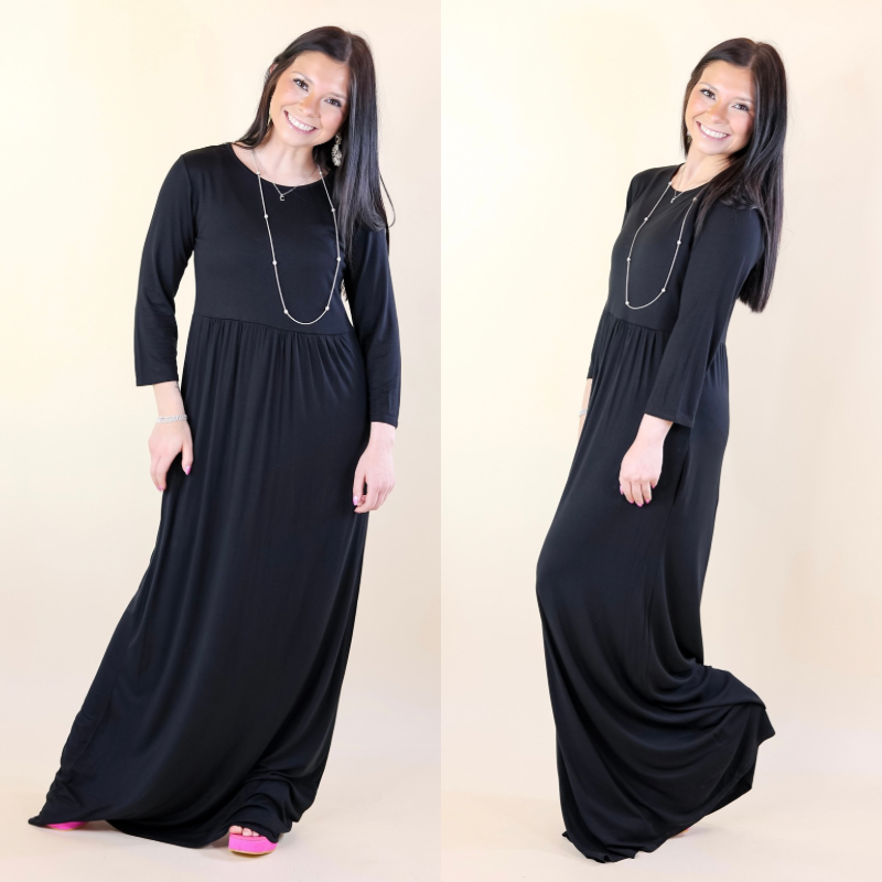 Picture Perfect Solid Maxi Dress in Black