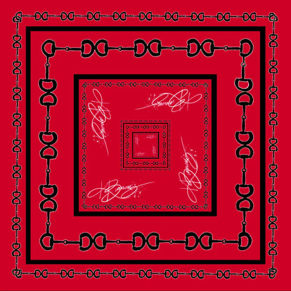 KB's Canvas | In Good Reins Horse Bit Print Scarf in Red and Black