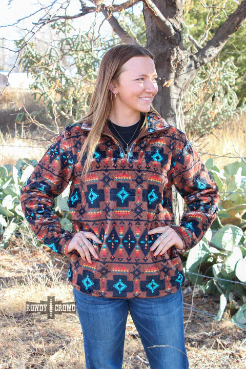 Online Exclusive | River Walk Pullover in Aztec Print - Giddy Up Glamour Boutique