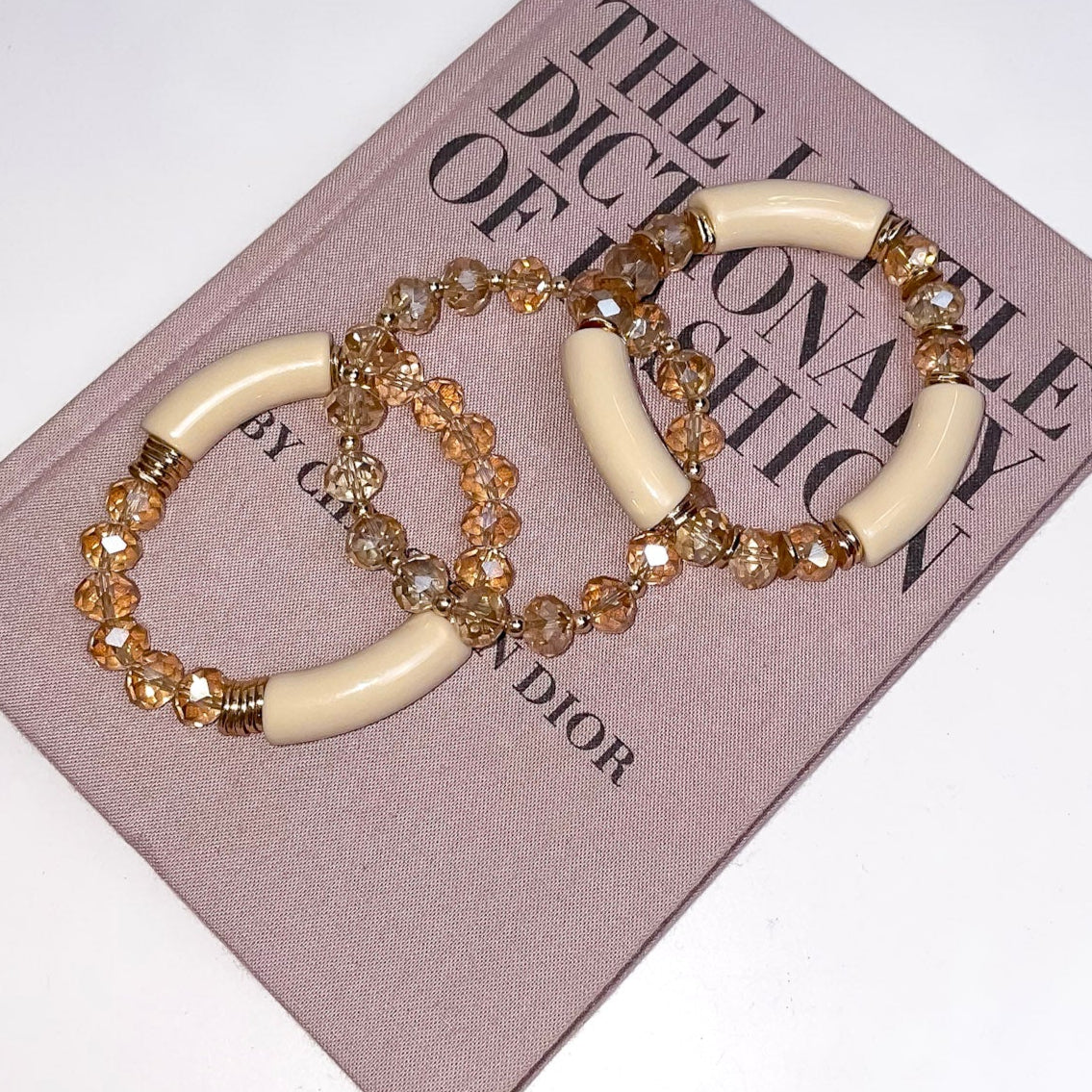 Light Pink and Cream 3 Piece Bracelet Set