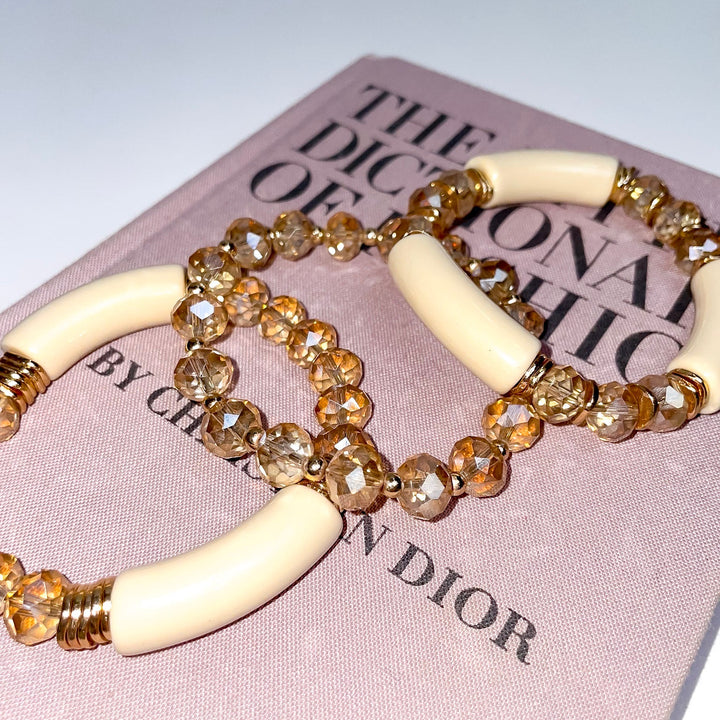 Light Pink and Cream 3 Piece Bracelet Set