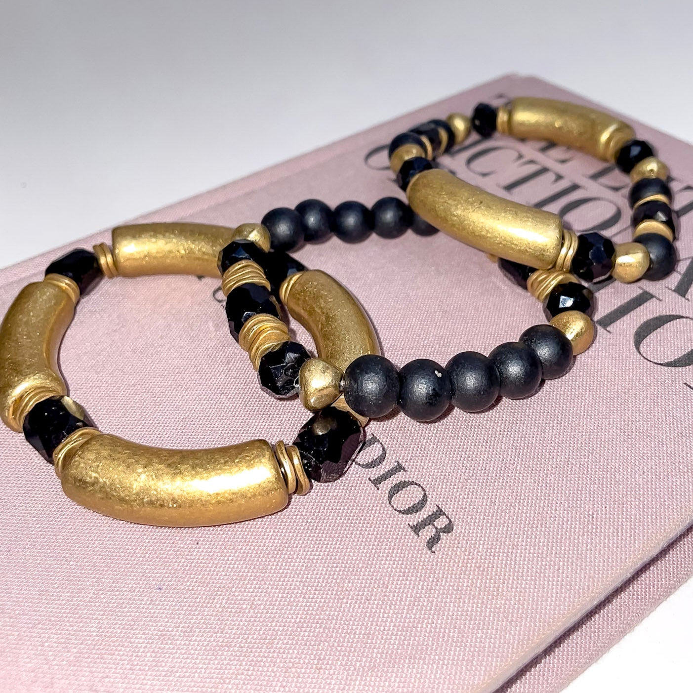 Black and Gold 3 Piece Bracelet Set