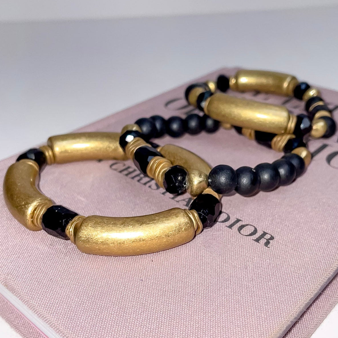 Black and Gold 3 Piece Bracelet Set