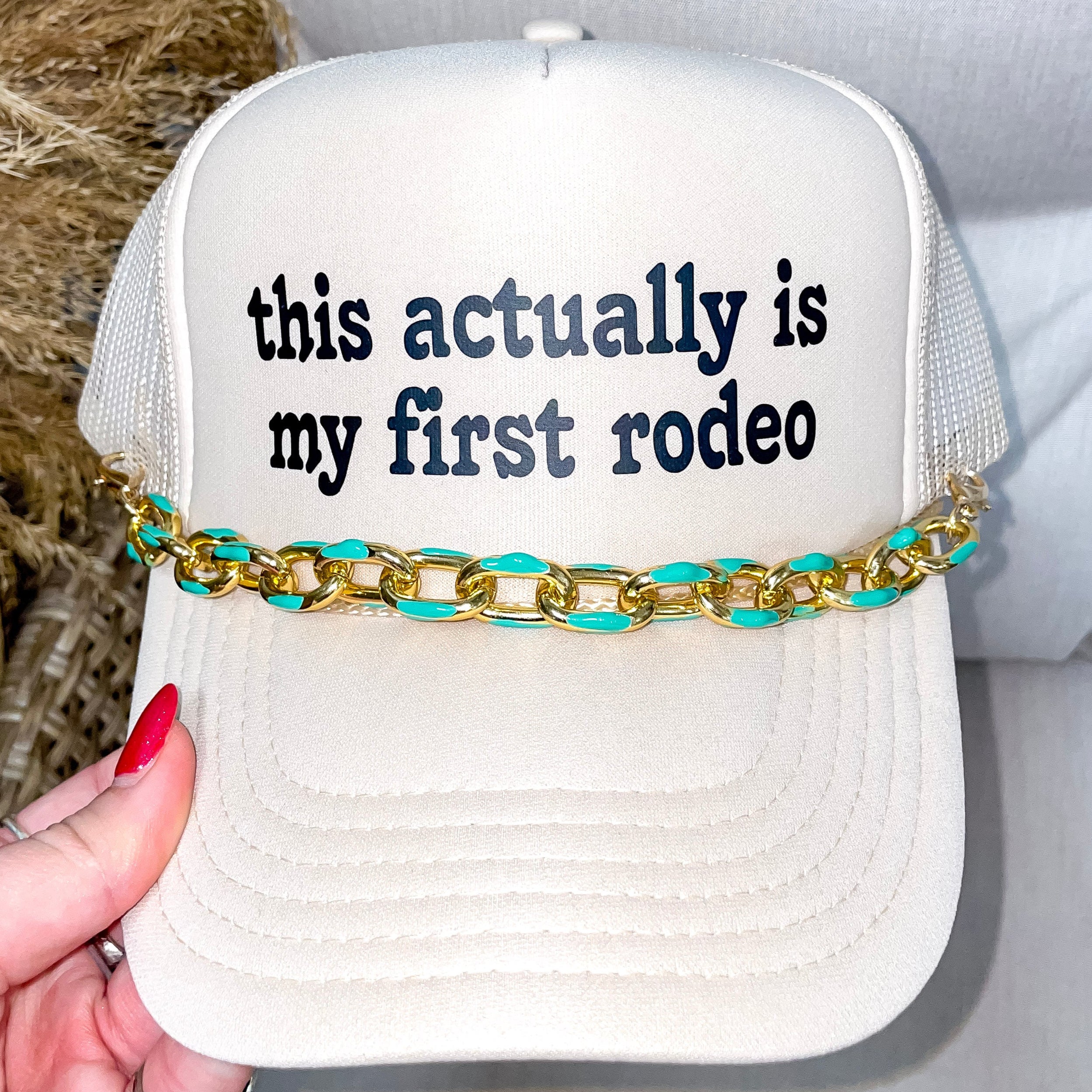 Trucker Hat Chain in Gold and Teal