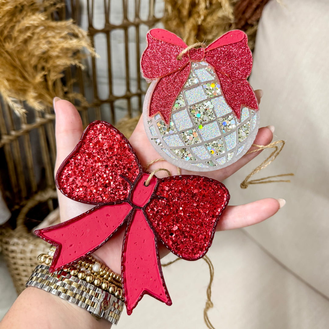 Glamourous Garnet Glittery Bow Freshie in Various Scents