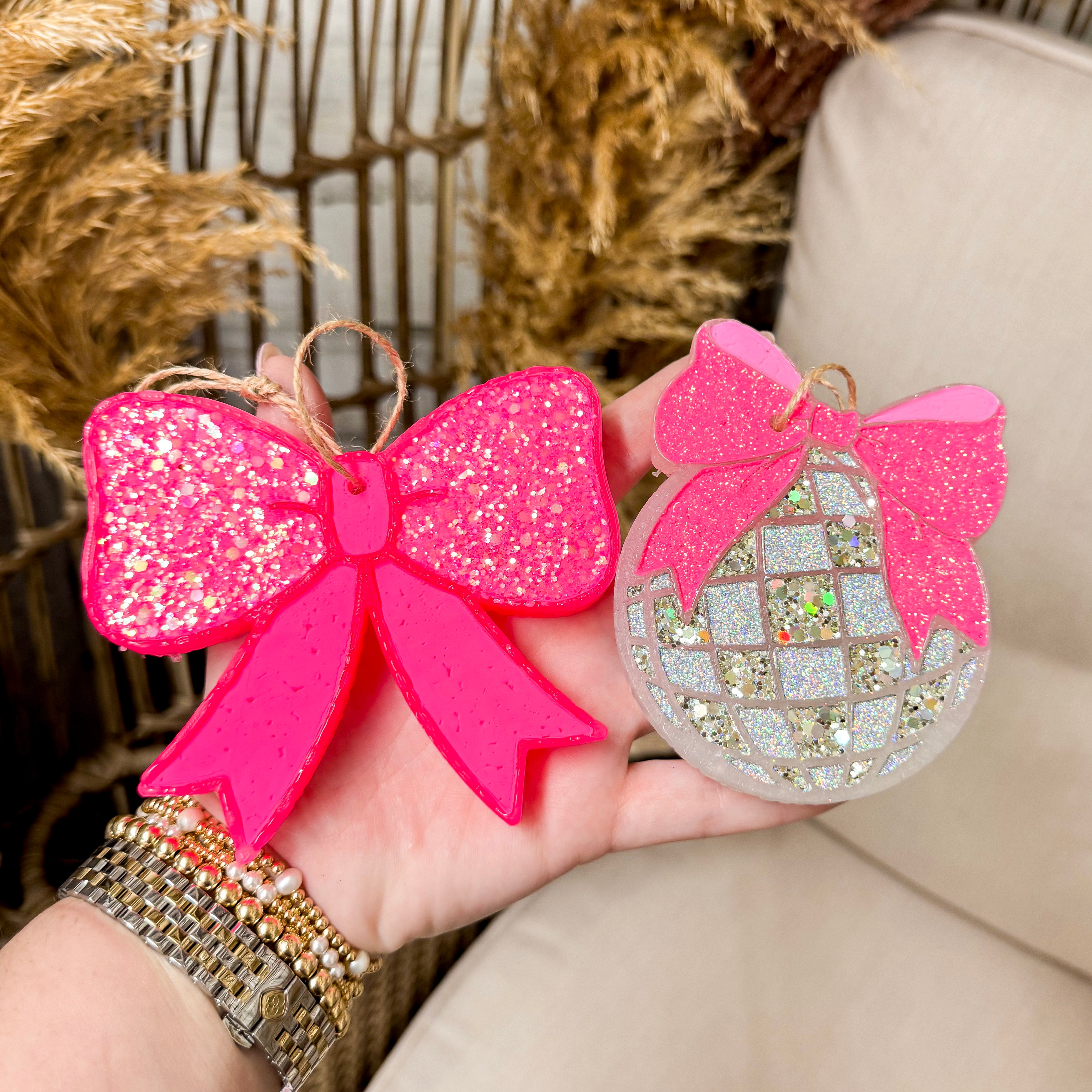 Pink Pizzazz Glittery Bow Freshie in Various Scents