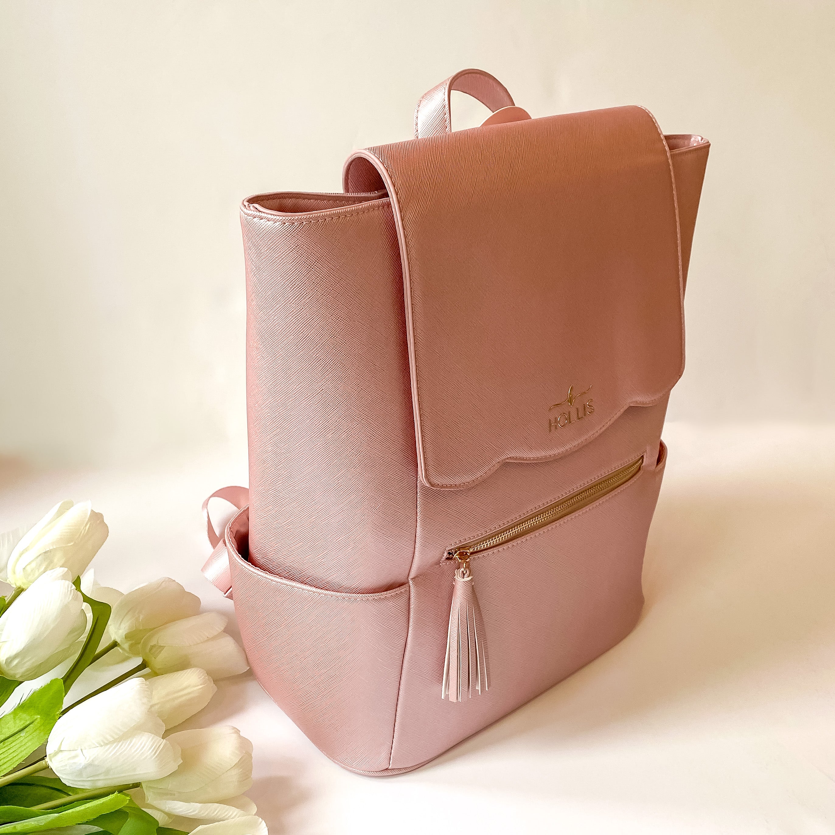 Hollis | Frilly Full Size Backpack in Blush - Giddy Up Glamour Boutique