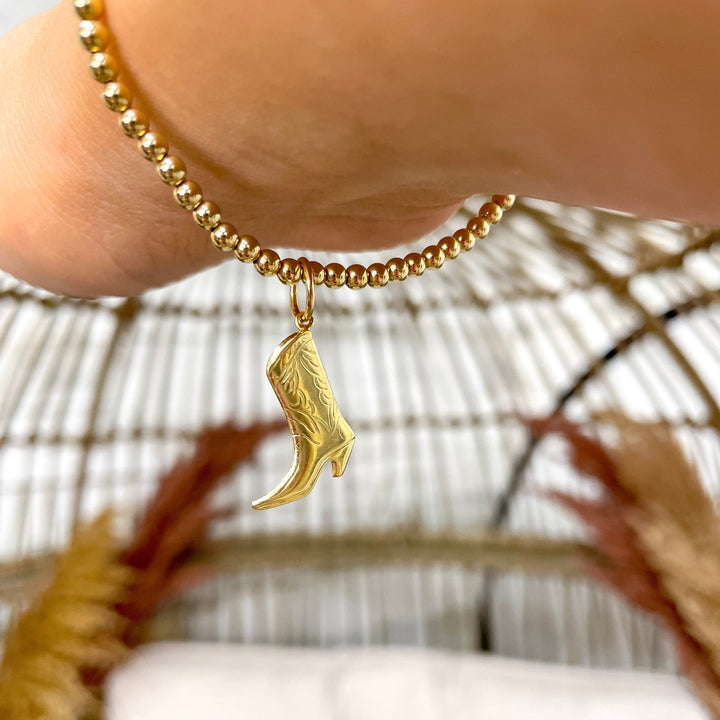 Beaded Blondes | Gold Cowgirl Boot Charm Bracelet