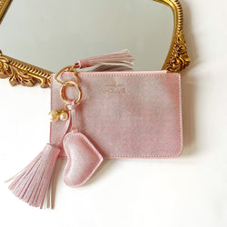 Pink Heart Keychain Zipper Pouch