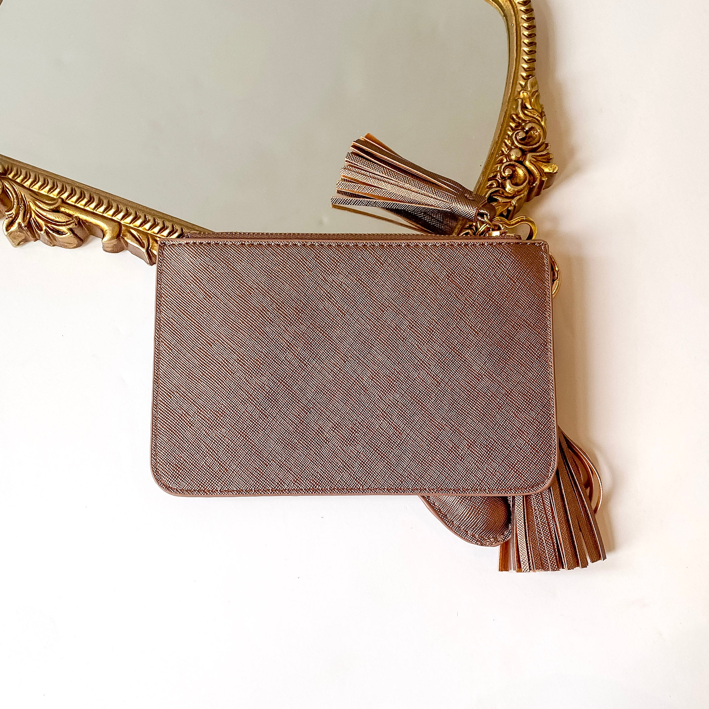 Hollis | Keychain Coin Pouch in Metallic Mocha - Giddy Up Glamour Boutique