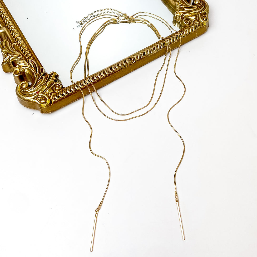 Wrap Around Necklace With Metal Accessory in Gold Tone - Giddy Up Glamour Boutique