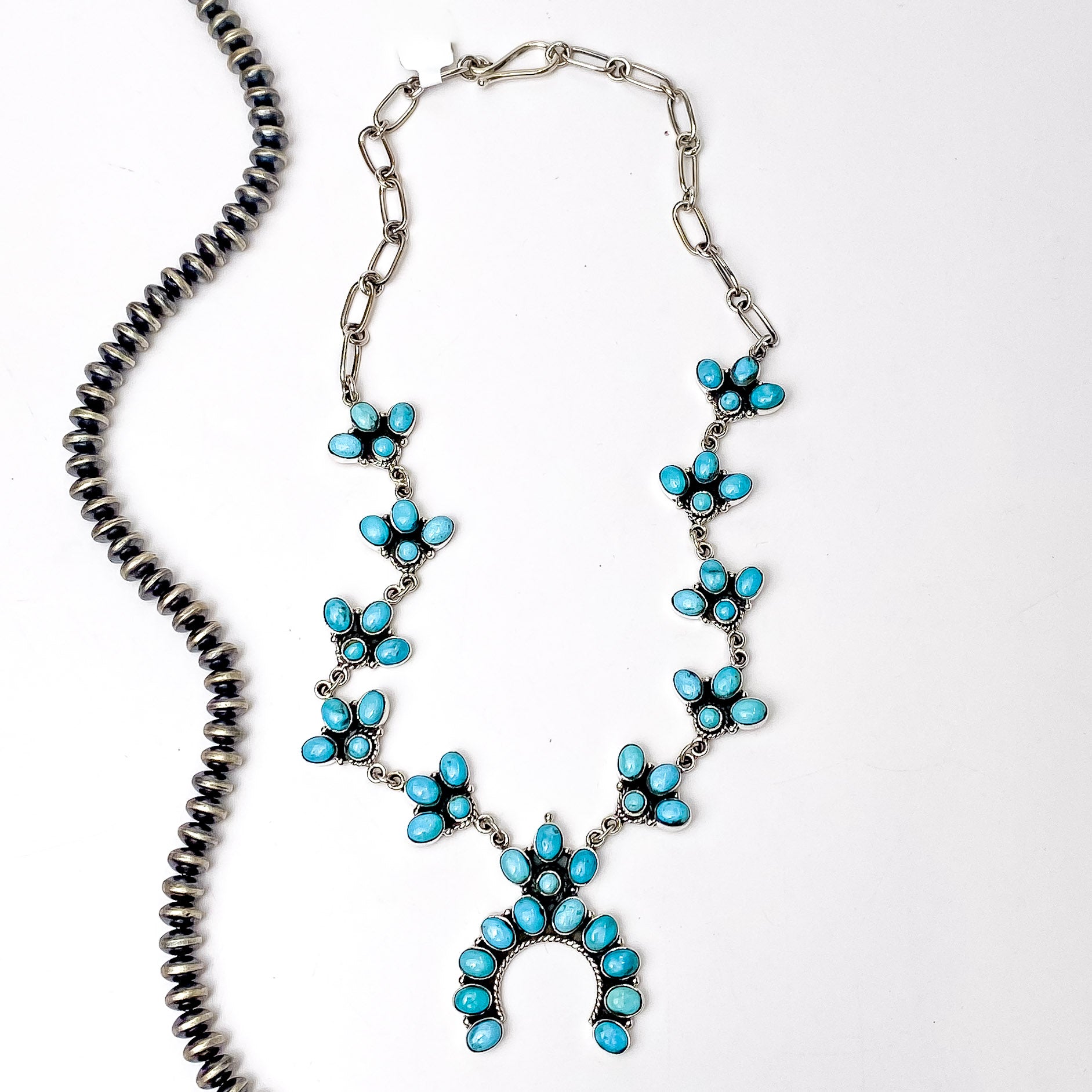 Hada Collection | Handmade Sterling Silver and Kingman Turquoise Naja Pendant Necklace - Giddy Up Glamour Boutique