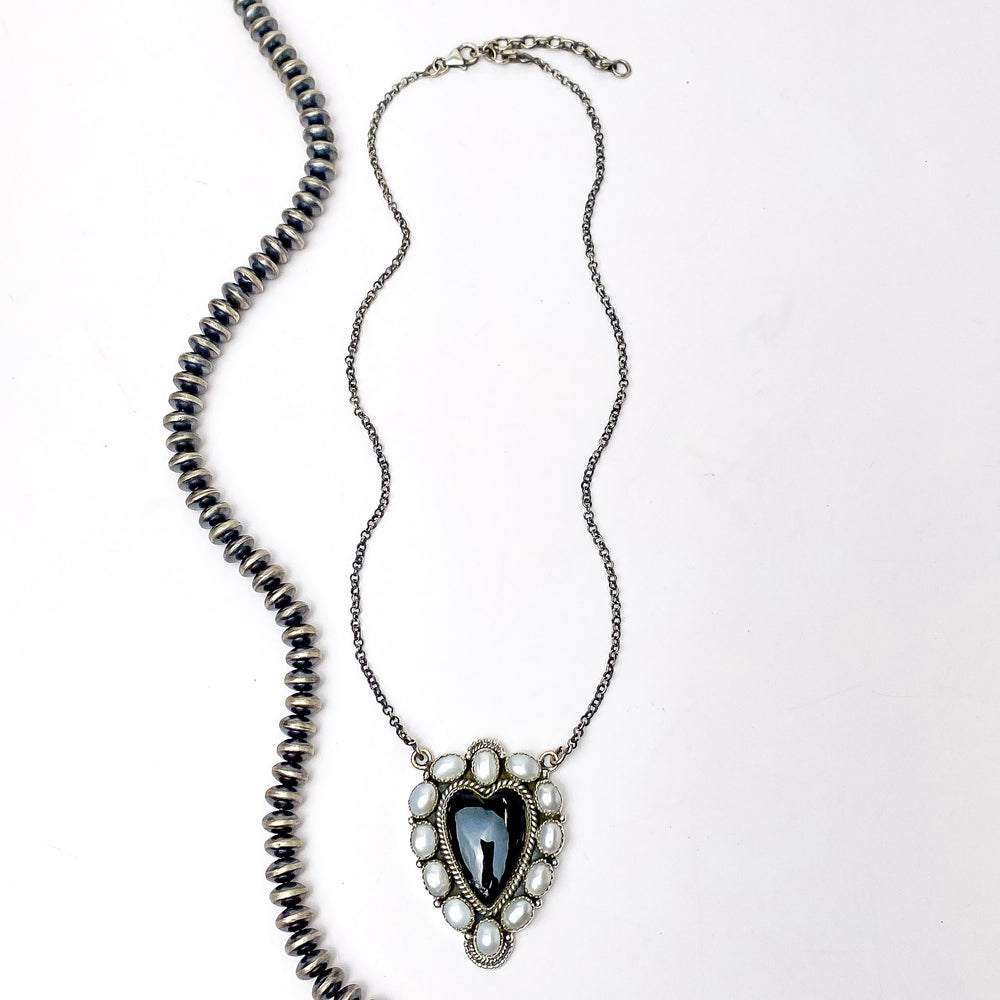 Hada Collection | Handmade Sterling Silver Multi-Stone Heart Shaped Pendant Necklace - Giddy Up Glamour Boutique