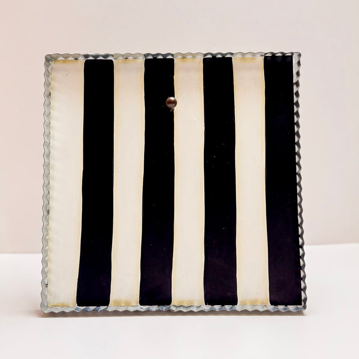 The Round Top Collection | Gallery Art Display Board with Metal Trim in Black and White Stripe