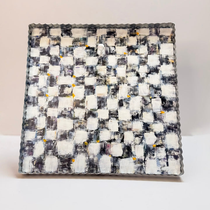 The Round Top Collection | Rozie's Checkered Gallery Art Display Board with Metal Trim in Black and White