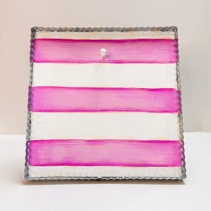 The Round Top Collection | Gallery Art Display Board with Metal Trim in Pink and White Stripe