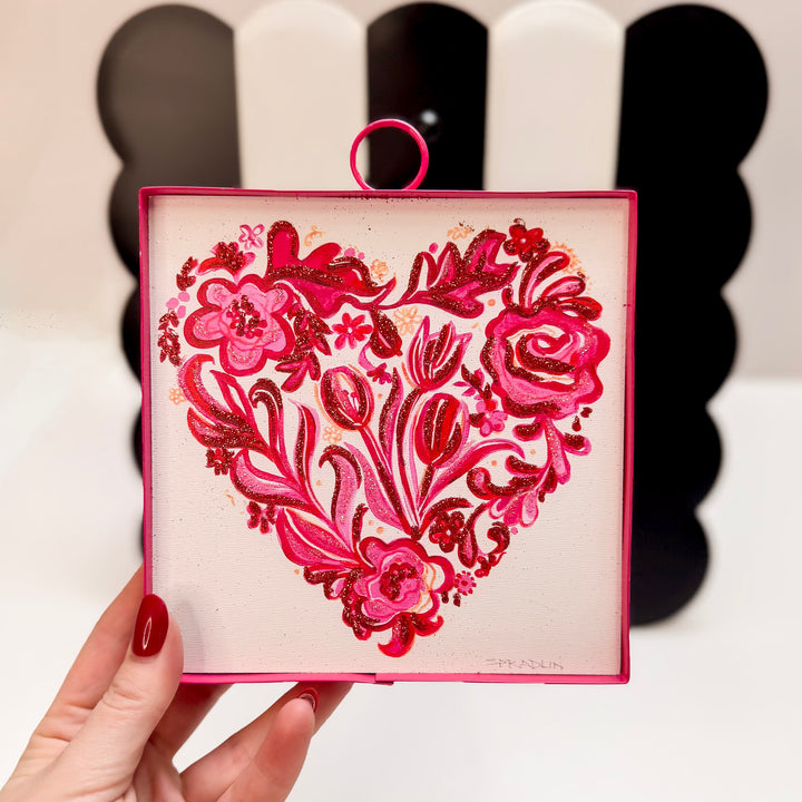 The Round Top Collection | Mini Gallery Art Chinoiserie Collage Heart in Pink