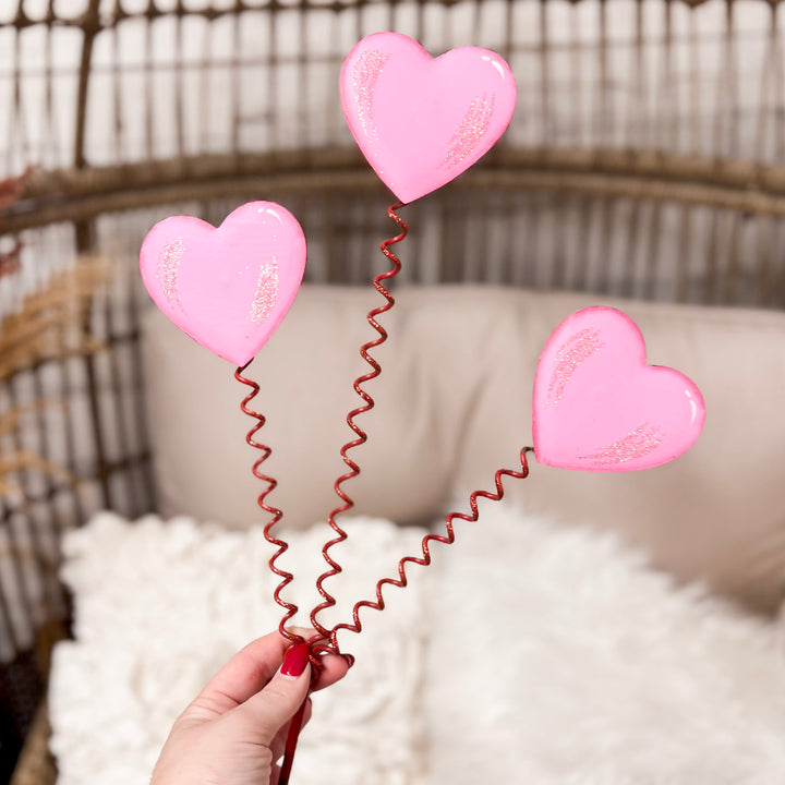 The Round Top Collection | Heart Trio Garden Stake in Pink