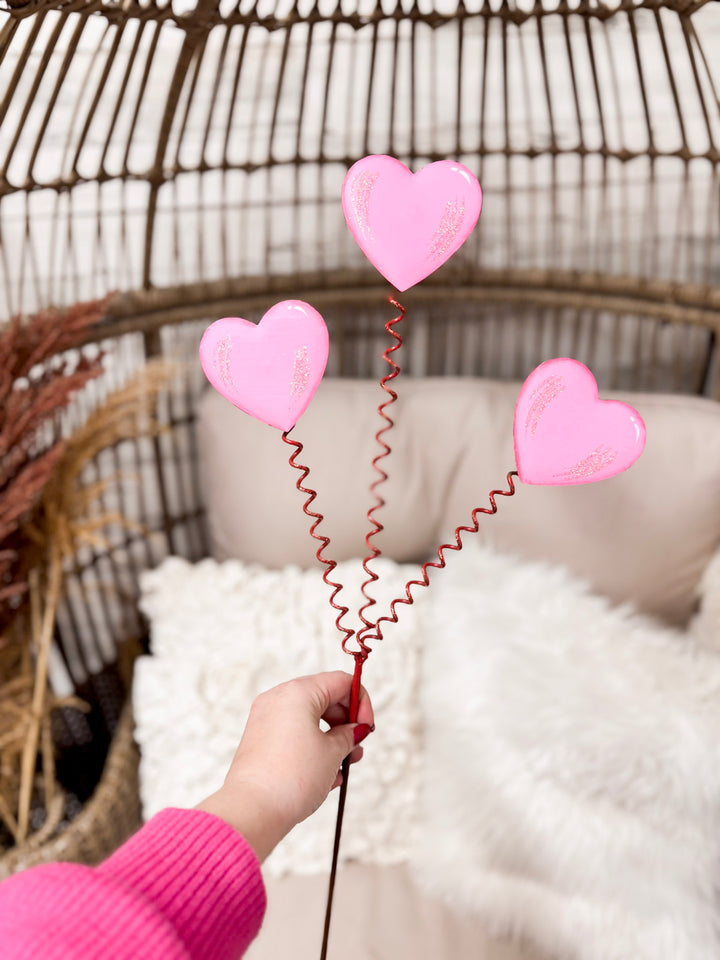 The Round Top Collection | Heart Trio Garden Stake in Pink
