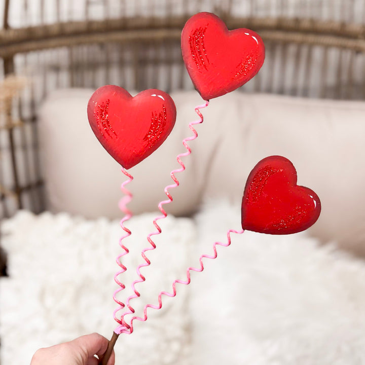 The Round Top Collection | Heart Trio Garden Stake in Red