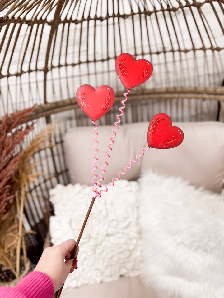 The Round Top Collection | Heart Trio Garden Stake in Red