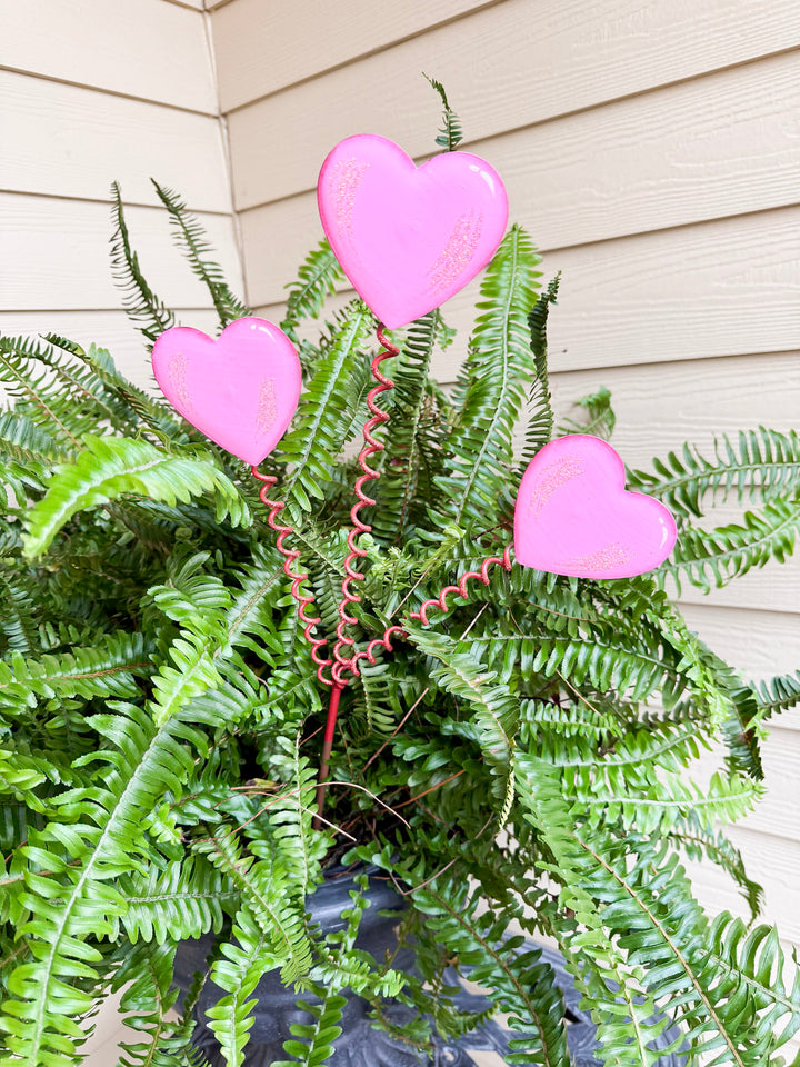 The Round Top Collection | Heart Trio Garden Stake in Pink