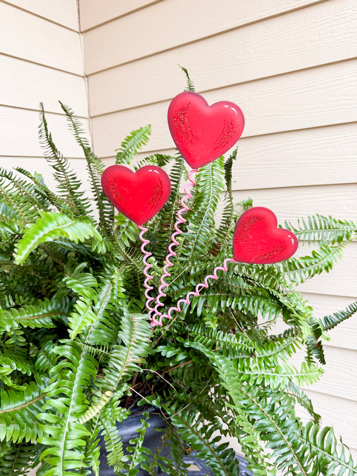 The Round Top Collection | Heart Trio Garden Stake in Red