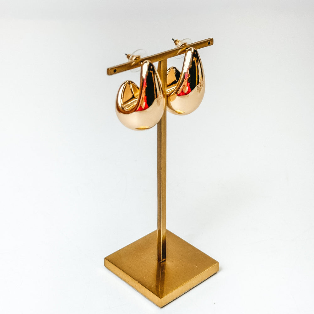 Pink Panache | Medium Raindrop Post Earrings in Gold - Giddy Up Glamour Boutique