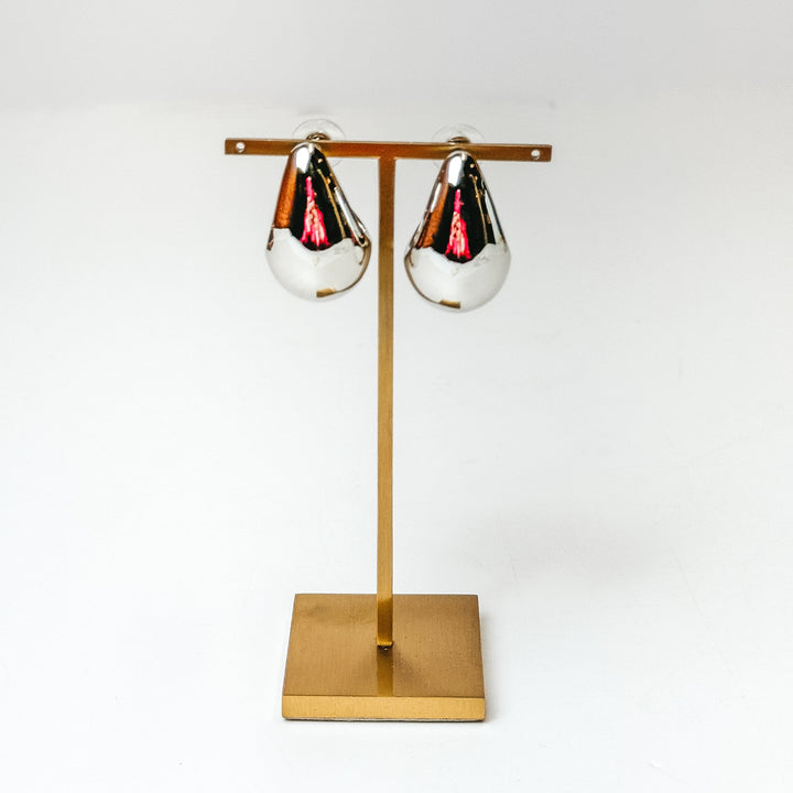 Pink Panache | Medium Raindrop Post Earrings in Silver - Giddy Up Glamour Boutique